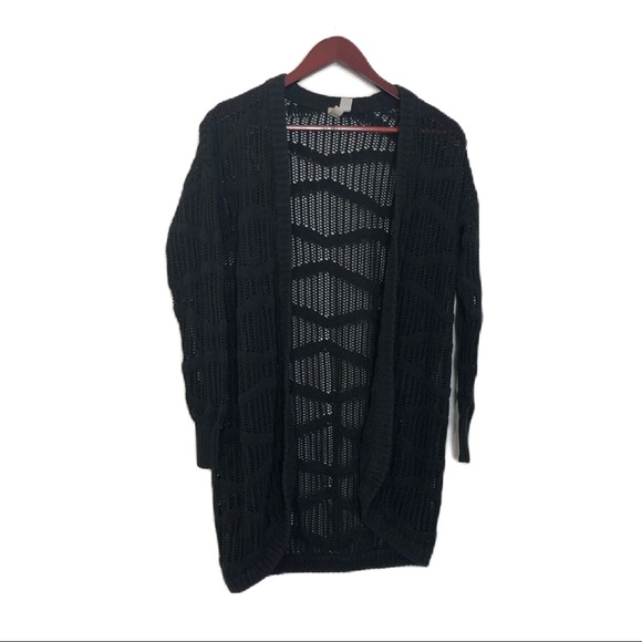Forever 21 Black Crochet Knit Cardigan Sweater - Picture 1 of 10